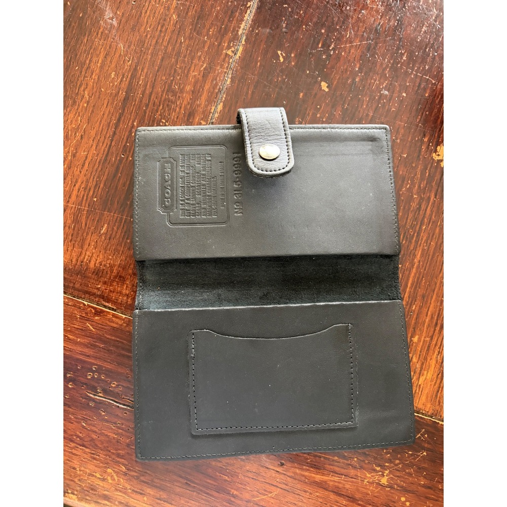 Vintage Coach Black Glove Tanned Leather Checkbook Cover Wallet USA Made - Picture 4 of 11